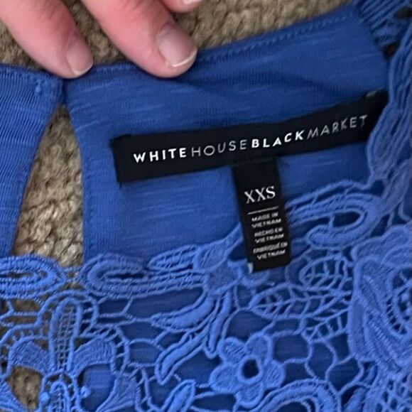 WHBM Blue-Purple Crochet Lace Drawstring Waist Tank Top - Picture 9 of 10